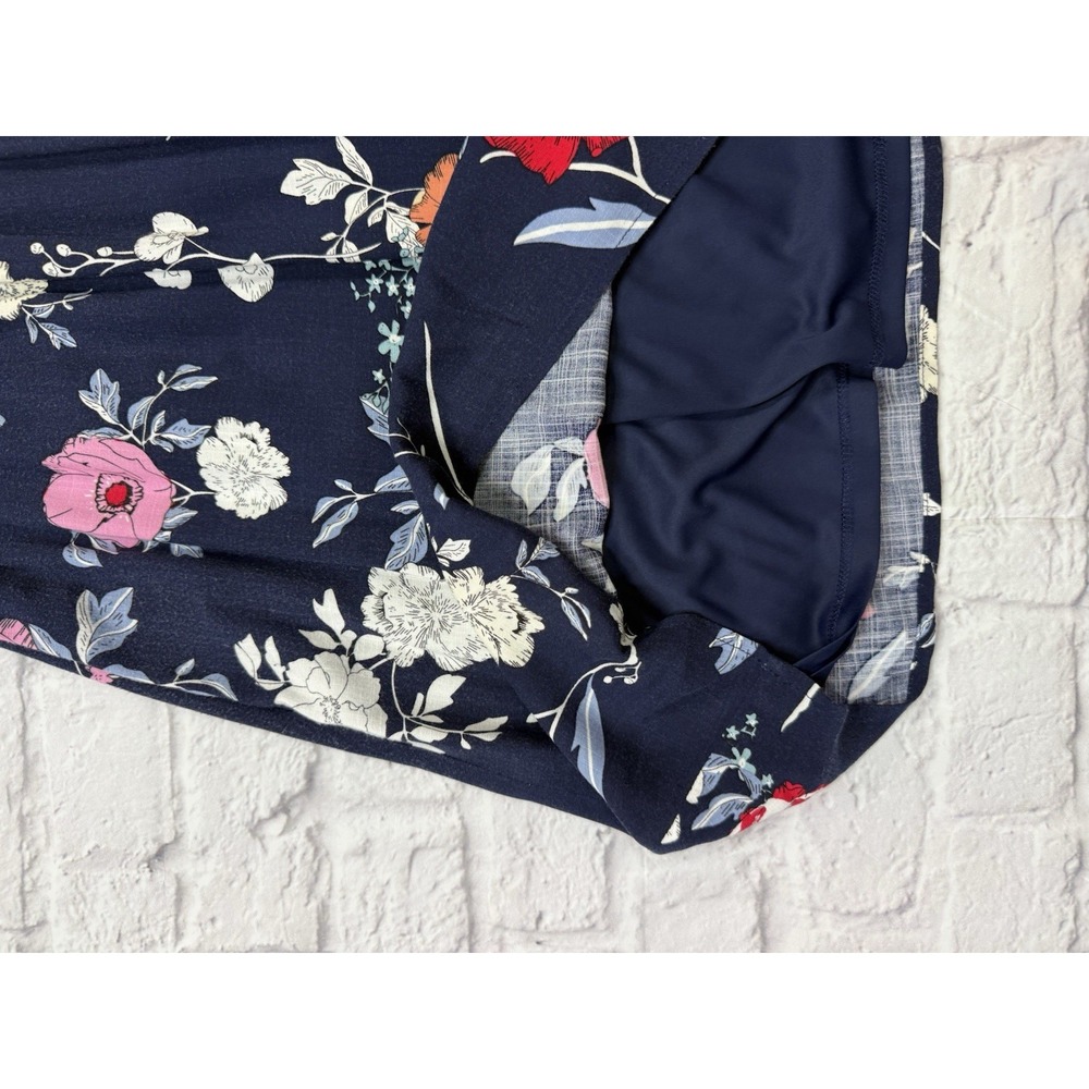 Market & Spruce Bogota Navy Blue Floral Crochet Trim Dress Size Large - Picture 3 of 5
